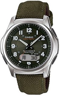 CASIO 卡西欧 WVA-M630B-3AJF 6局电波太阳能男士手表 42.1mm 黑色 绿色 皮革