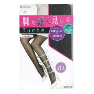 GUNZE 郡是 TUCHE 双菱形网状加压连裤丝袜 黑色 4件 