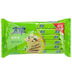 【苏宁易购超市】亿滋 太平梳打饼干（香葱口味）300g/袋（12独立包）办公室下午茶休闲零食苏打饼干（新旧包装随机发货）