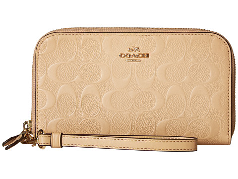 coach蔻驰embossedlogodoublezipaccordian女士手拿包