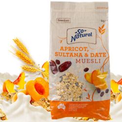 澳洲进口 澳伯顿So Natural 杏干葡萄干水果燕麦片 丰富水果 冲饮谷物1Kg