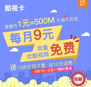 CHINA TELECOM 中国电信 酷视卡 优酷视频定向流量卡