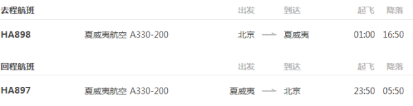 北京-美国夏威夷8日自由行(含首晚)