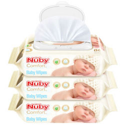 Nuby 努比 宝宝湿巾 婴儿湿纸巾 新生儿童柔湿巾 80抽（3包）*8  *8件