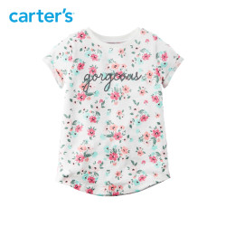 Carter's 1件式白色碎花 短袖T恤  253G536