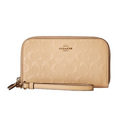 COACH 蔻驰 Embossed Logo Double Zip Accordian 女士手拿包