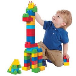 美高（MEGA BLOKS）儿童玩具积木 1-2-3岁益智玩具 大袋装积木80片原色DCH63 *2件