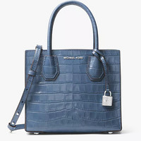 新品首降：Michael Michael Kors Mercer Embossed-Leather 女士斜挎包