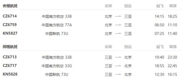 北京-三亚5天4晚自由行