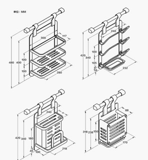 凯鹰 KPX2B 太空铝厨房置物架 调味料架+刀架+筷子架+3钩