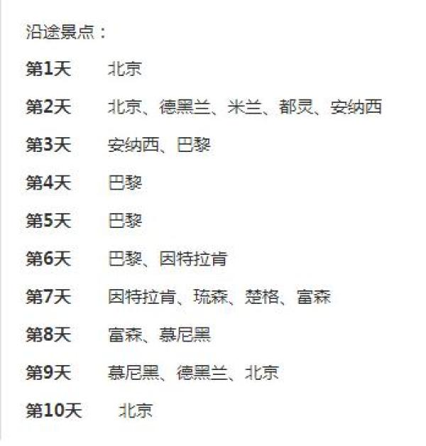 北京/上海-德法瑞意10-13日跟团游
