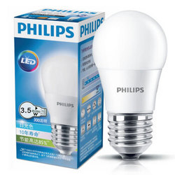 【京东超市】飞利浦(PHILIPS) LED灯泡 球泡 3.5W E27大螺口 6500K 白光 单支装