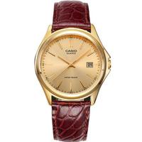 CASIO 卡西欧 MTP-1183Q-9A 38mm 男士石英手表 金盘 棕色皮革带 圆形