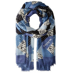 COACH Denim Floral Patchwork Shawl 女士围巾