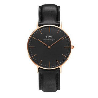 Daniel Wellington BLACK系列 Classic Sheffield DW00100139 黑皮带黑盘女表