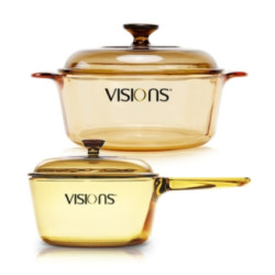 康宁 VISIONS 晶彩透明 VSP-15 玻璃单柄锅 1.5L+VS22 透明锅 2.25L