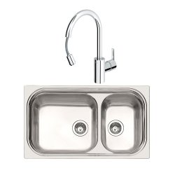 GROHE 高仪 860mm大双槽水槽 + 重锤式抽拉龙头
