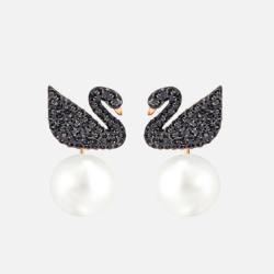 SWAROVSKI 施华洛世奇 5193949  Iconic Swan 黑天鹅耳钉 *3件
