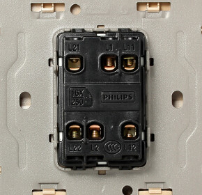 PHILIPS 飞利浦 飞逸系列 二开双控开关 带荧光 银色