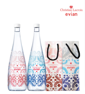 evian 依云 天然矿泉水 Christian Lacroix 2017限量版 粉色 750ml 玻璃瓶 