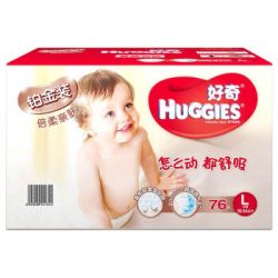 HUGGIES 好奇 铂金装 倍柔亲肤纸尿裤 L76片  *3件