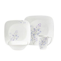 历史新低、中亚Prime会员：Corelle 康宁餐具 Square Jacaranda系列 陶瓷方盘套装 16件套