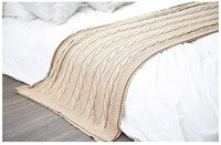 网易严选 纯棉美式提花针织盖毯 驼色 150x200cm