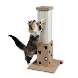 剑麻宠物猫抓板立柱形猫爬架带玩具盒