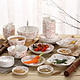 樱之歌新骨瓷日式釉下彩樱恋54头碗勺餐具套装礼盒装