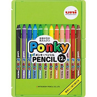 凑单品：uni MITSUBISHI PENCIL 三菱铅笔 PONKY 儿童安全彩色铅笔 12色套装