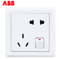 ABB 德逸系列 AE225 五孔带开关插座 雅白