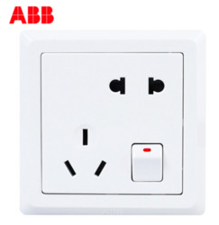 ABB 德逸系列 AE225 五孔带开关插座 雅白