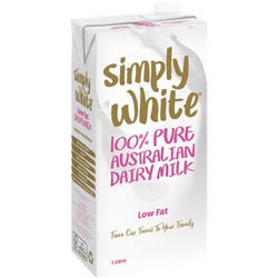 澳洲进口牛奶 Simply white低脂UHT牛奶1箱1Lx12盒 *3件