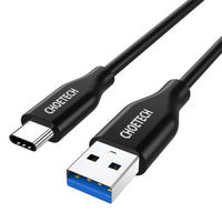 CHOETECH type-c数据线快充USB3.0 小米4c华为p9乐视魅族手机充电线 黑色 1米 1条装 *4件