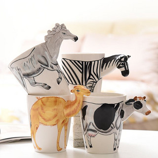 铂玉 3D立体动物马克杯大容量手绘陶瓷喝水杯可爱创意个性牛奶咖啡杯子