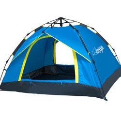 狼行者3-4人户外自动帐篷 户外防雨野营帐篷休闲帐篷 蓝色