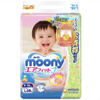 京东PLUS会员：Moony 尤妮佳 婴儿纸尿裤 大号 L68片 *9件