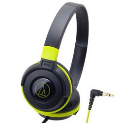 铁三角（Audio-technica）ATH-S100 HIFI重低音便携头戴式音乐耳机 黑绿色