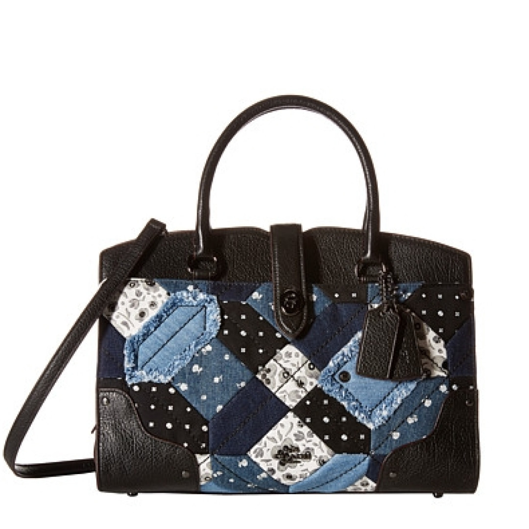6pm入手COACH 蔻驰 Canyon Quilt Denim Mercer 30 女士真皮单肩包,颇有点中看不中用