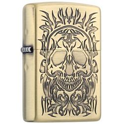 之宝(Zippo) 防风打火机 惊悚-金 拉丝镀铜 蚀刻ZBT-3-50b