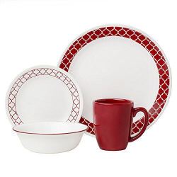 Corelle 康宁餐具 Crimson Trellis 陶瓷餐具套装 16件套