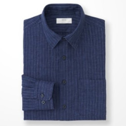优衣库 UNIQLO 优衣库 193796 男士高级麻条纹衬衫