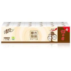 【京东超市】清风（APP）手帕纸 原木纯品 3层纸巾*18包 迷你型