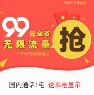 CHINA TELECOM 中国电信 99元套餐无限流量卡 