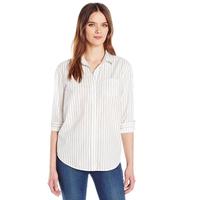 Calvin Klein Jeans Railroad Stripe Print Easy Boyfriend Button 女士衬衫