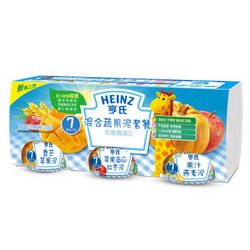 Heinz 亨氏 混合蔬果泥套餐 优惠套装D 113g*3瓶（香芒苹果泥+苹果南瓜红枣泥+果汁燕麦泥）