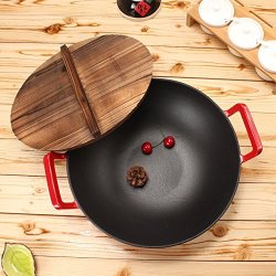 朗特乐 LlNTORE 朗特乐  珐琅炒锅 配备原生松木锅盖  34CM