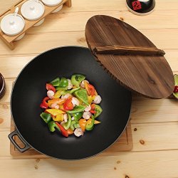 朗特乐 LlNTORE 朗特乐 铸铁锅系列 铸铁杉木盖双耳加厚炒锅 37cm