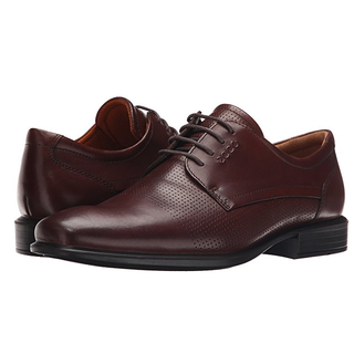 ecco 爱步 Cairo Perforation 男士休闲皮鞋 Rust Perforated 40
