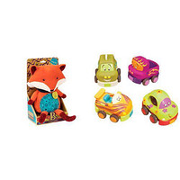 镇店之宝：B.toys 会说话的小狐狸 毛绒玩具+回力车卡通车 4个装